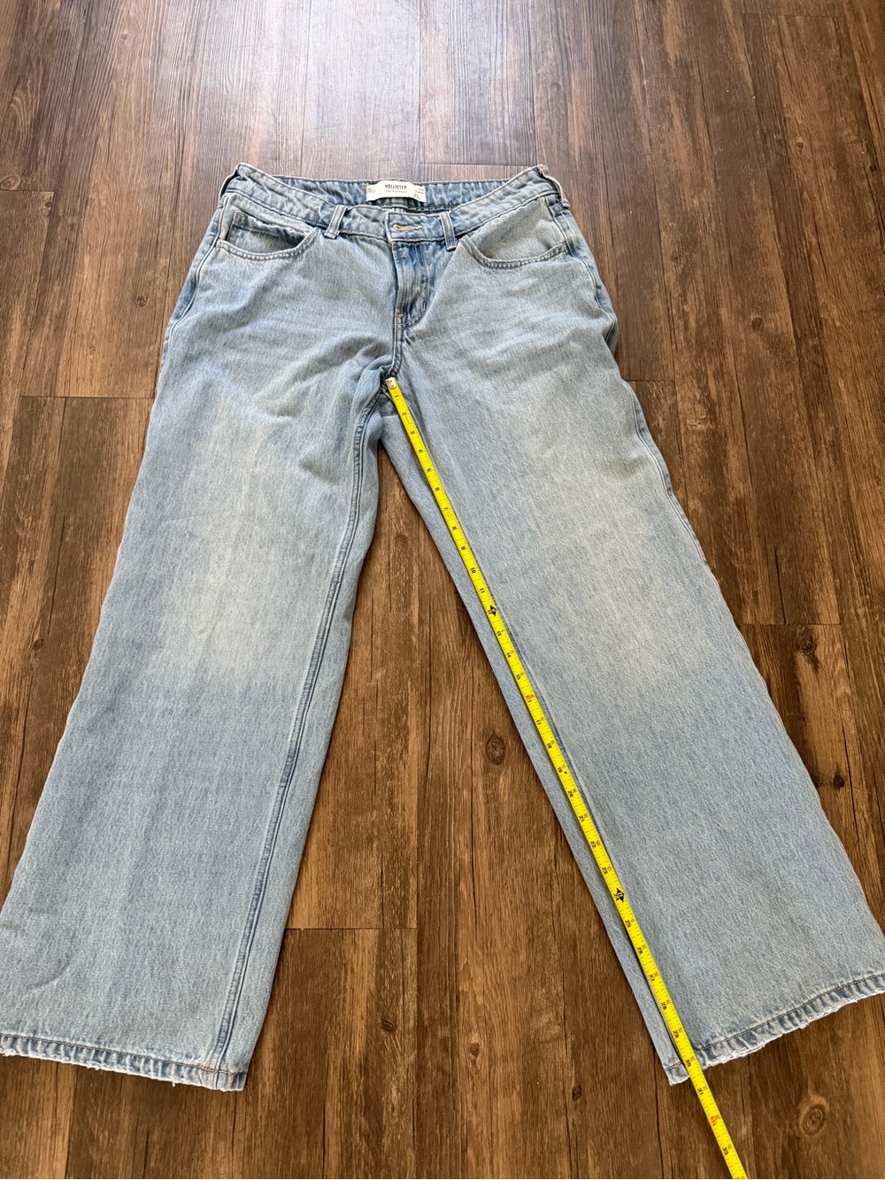 Hollister Light Blue Low Rise Baggy Regular Wide Leg Denim Jeans Casual 28 - Picture 13 of 13